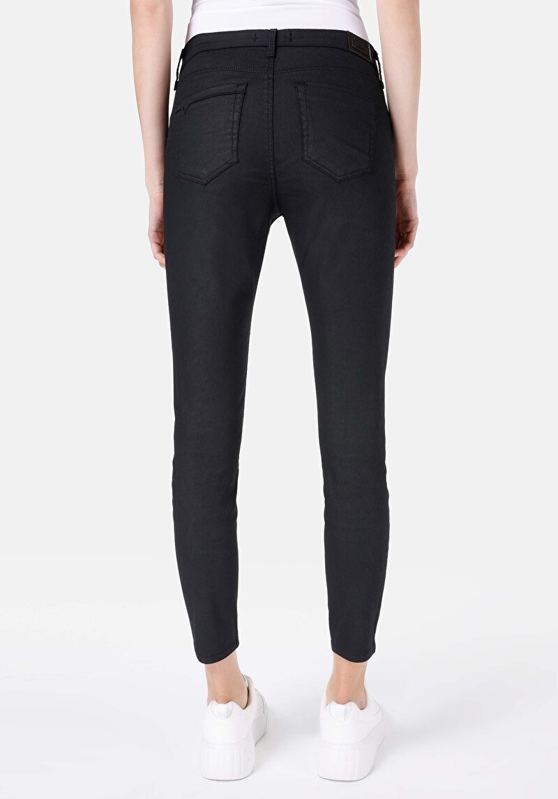 Imagine a Skinny Fit Talie Medie Picior Îngust Blugi Negri Pentru Femei