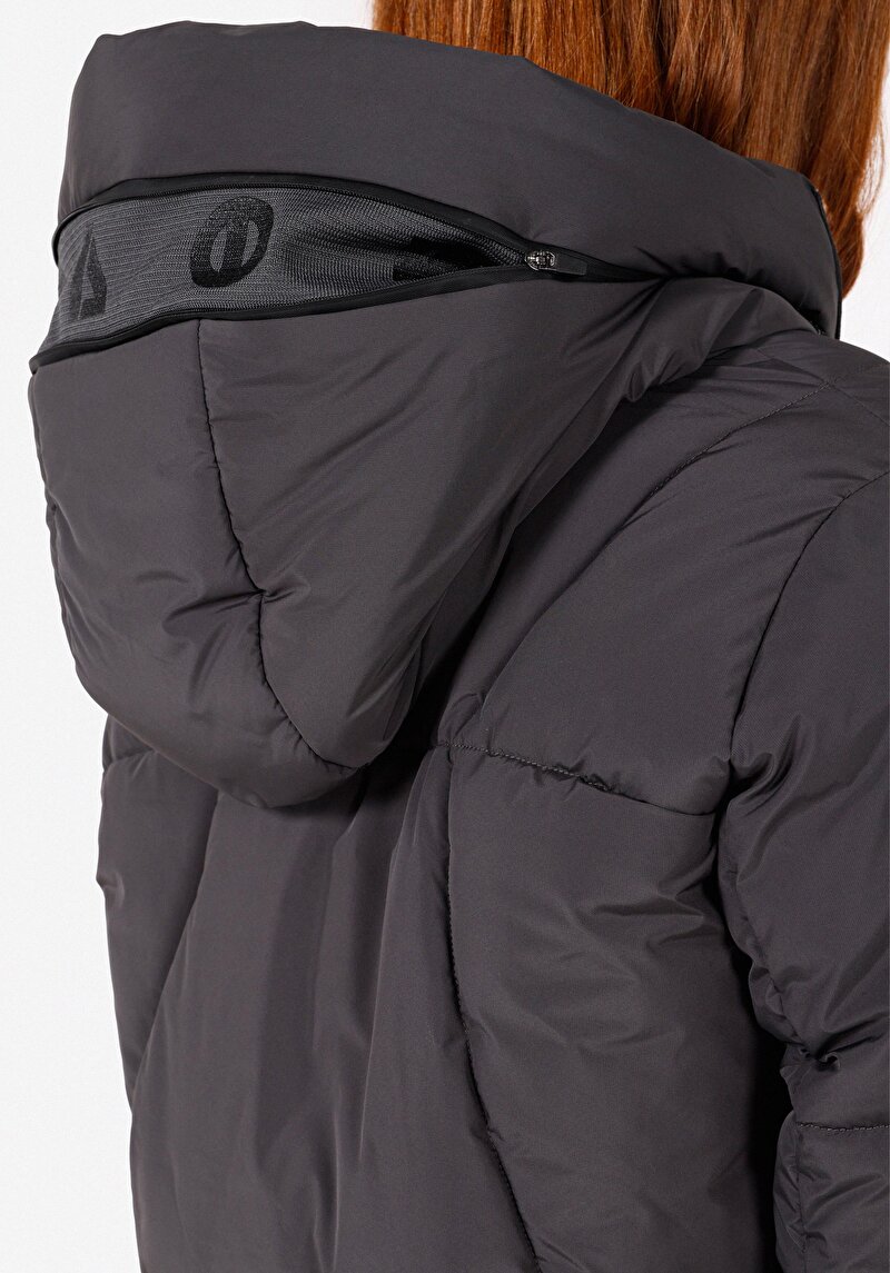 Afișați detalii pentru Palton Antracit Pentru Femei Cu Glugă Cu Glugă Regular Fit