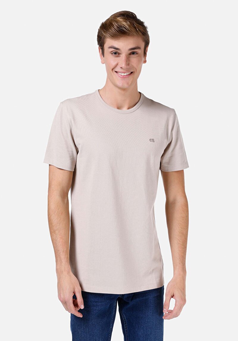 Imagine a Tricou Cu Maneca Scurta De Barbati Bej Regular Fit  Cl1068565