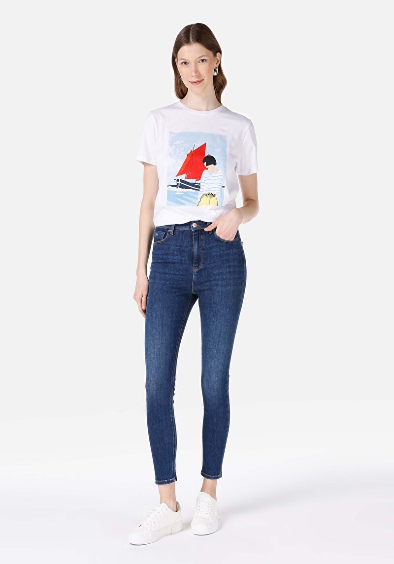 Imagine a Blugi Skinny Fit Indigo Închis Pentru Femei