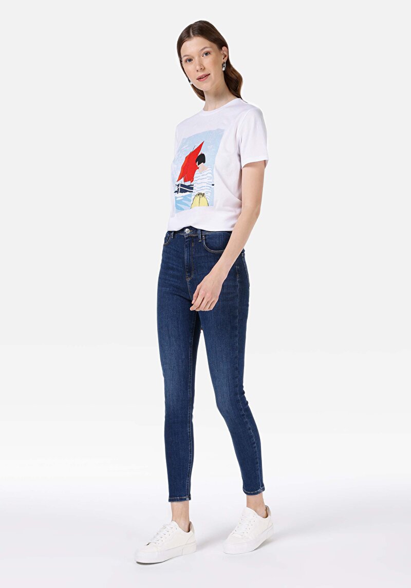 Afișați detalii pentru Blugi Skinny Fit Indigo Închis Pentru Femei