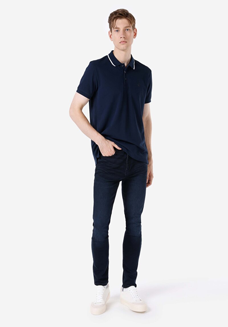 Imagine a Blugi Skinny Fit Indigo Închis Pentru Bărbați