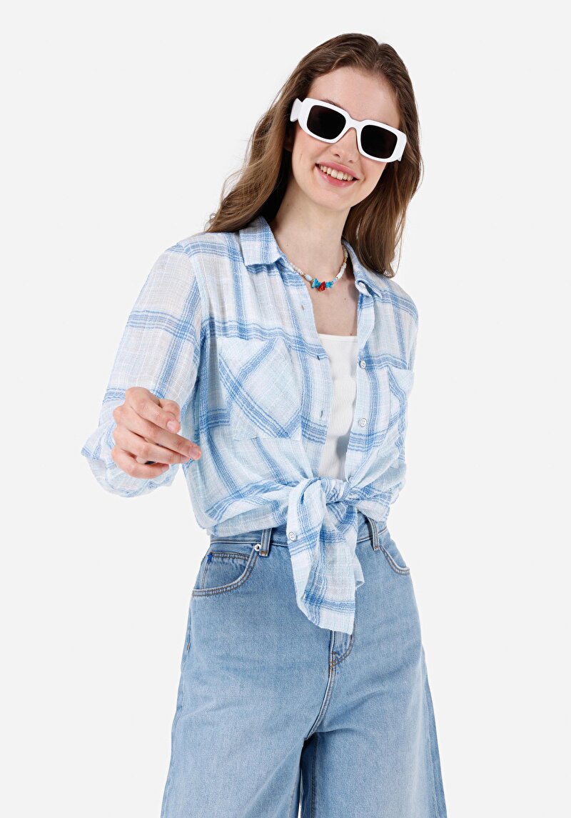 Imagine a Camasa Cu Maneca Lunga De Dama Albastru Regular Fit Cl1068901