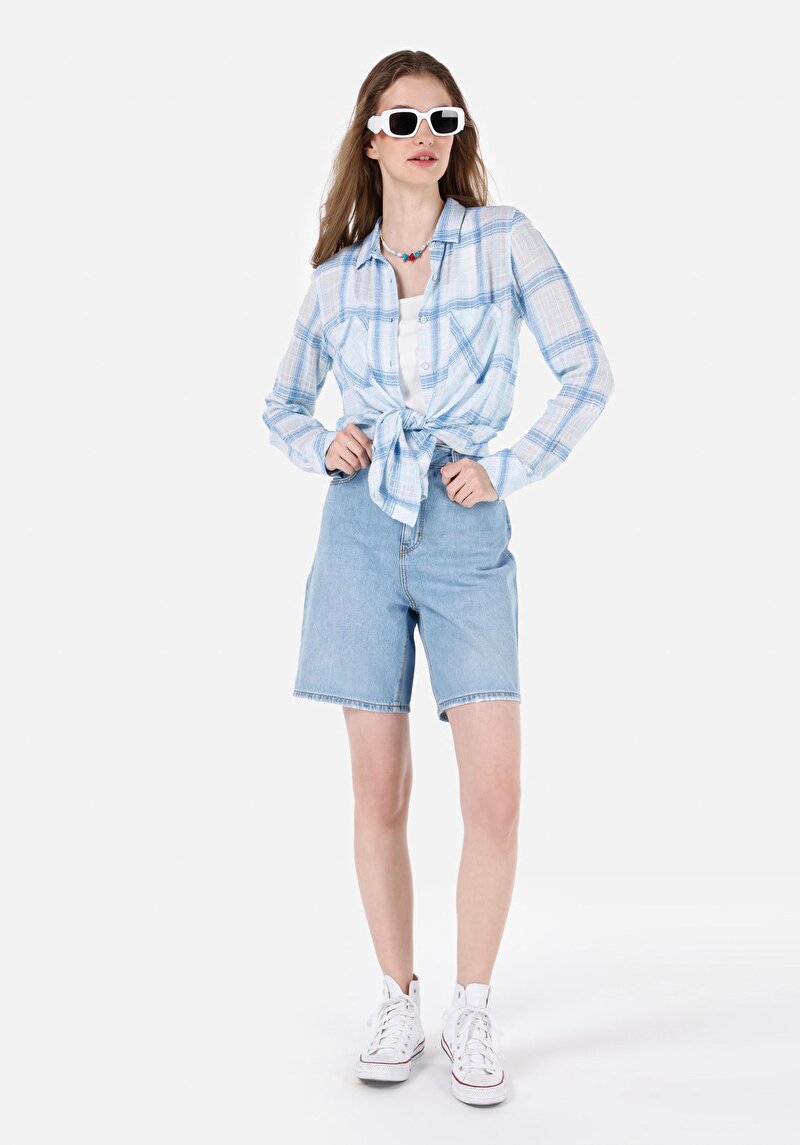 Imagine a Camasa Cu Maneca Lunga De Dama Albastru Regular Fit Cl1068901