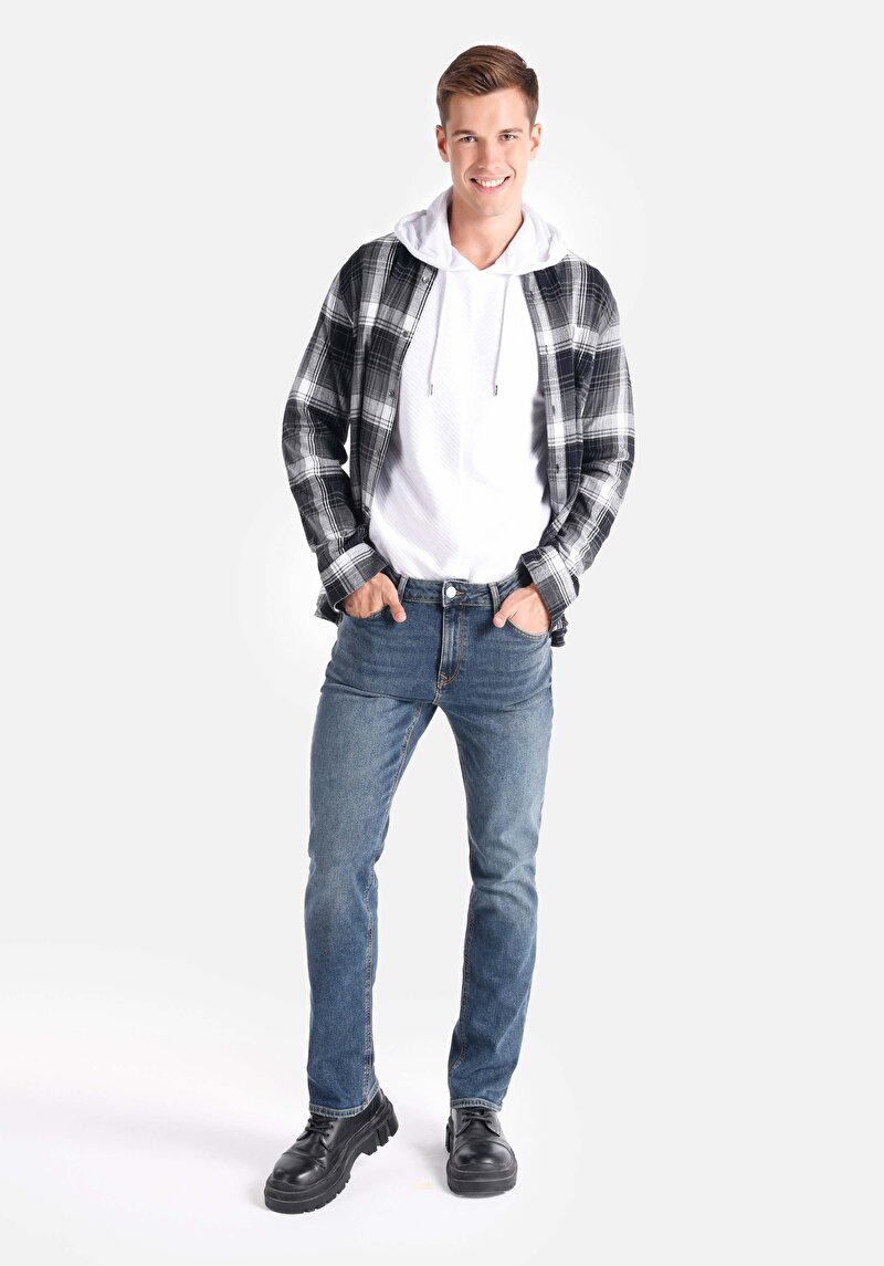 Imagine a Pantaloni De Barbati Albastru Regular Fit 045 David Cl1065540