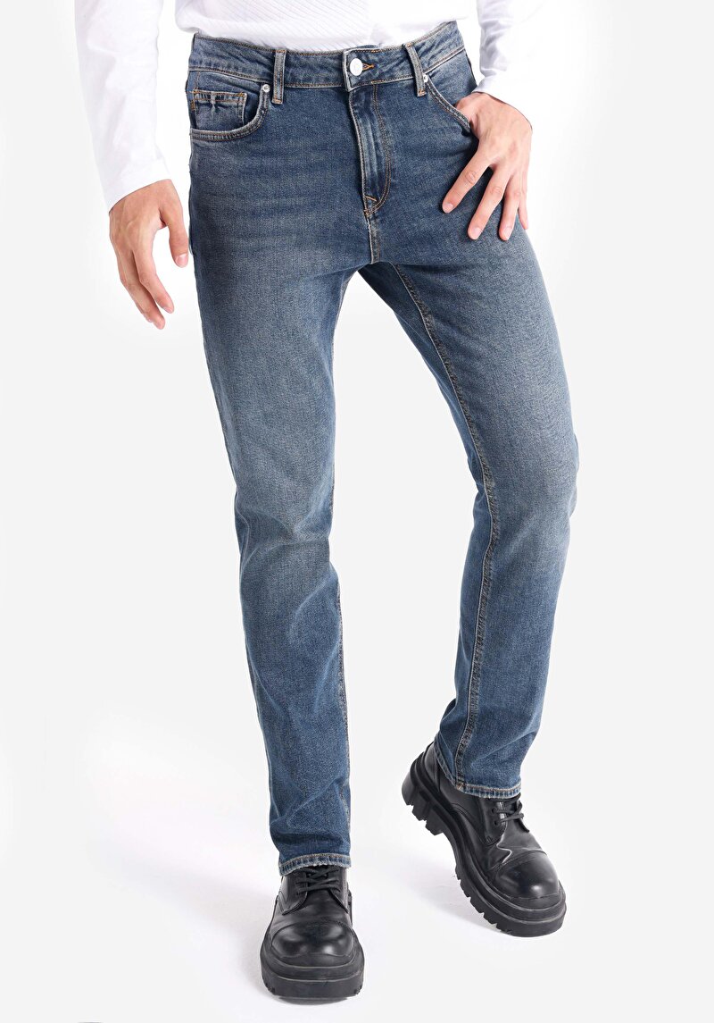 Afișați detalii pentru Pantaloni De Barbati Albastru Regular Fit 045 David Cl1065540