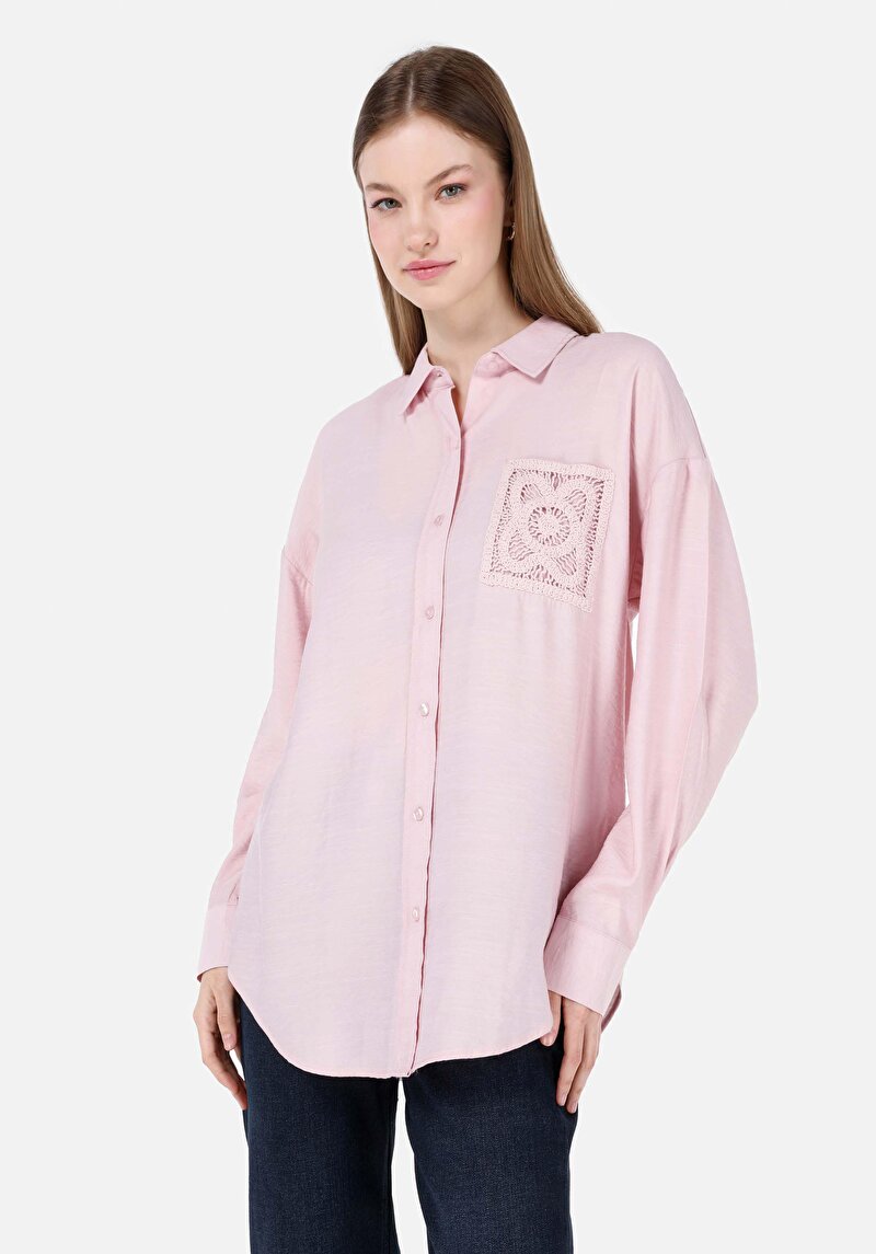 Imagine a Camasa Cu Maneca Lunga De Dama Roz Regular Fit  Cl1068902