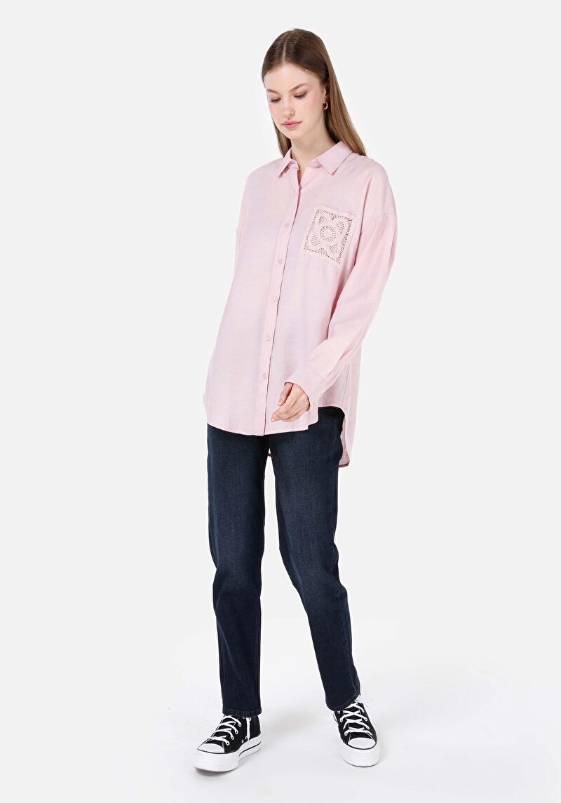 Imagine a Camasa Cu Maneca Lunga De Dama Roz Regular Fit Cl1068902