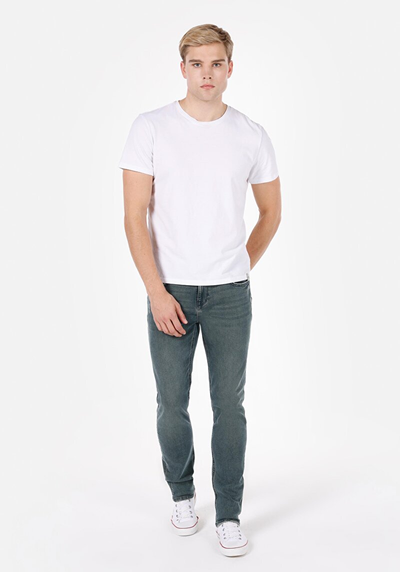 Imagine a Blugi İndigo Pentru Bărbați Cu Talie Dreaptă Cu Talie Dreaptă