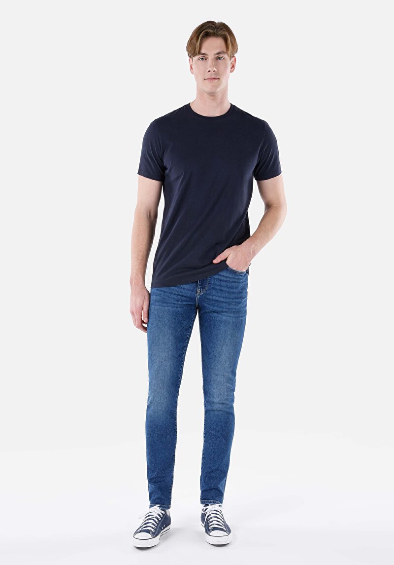 Imagine a Blugi İndigo Pentru Bărbați Skinny Fit