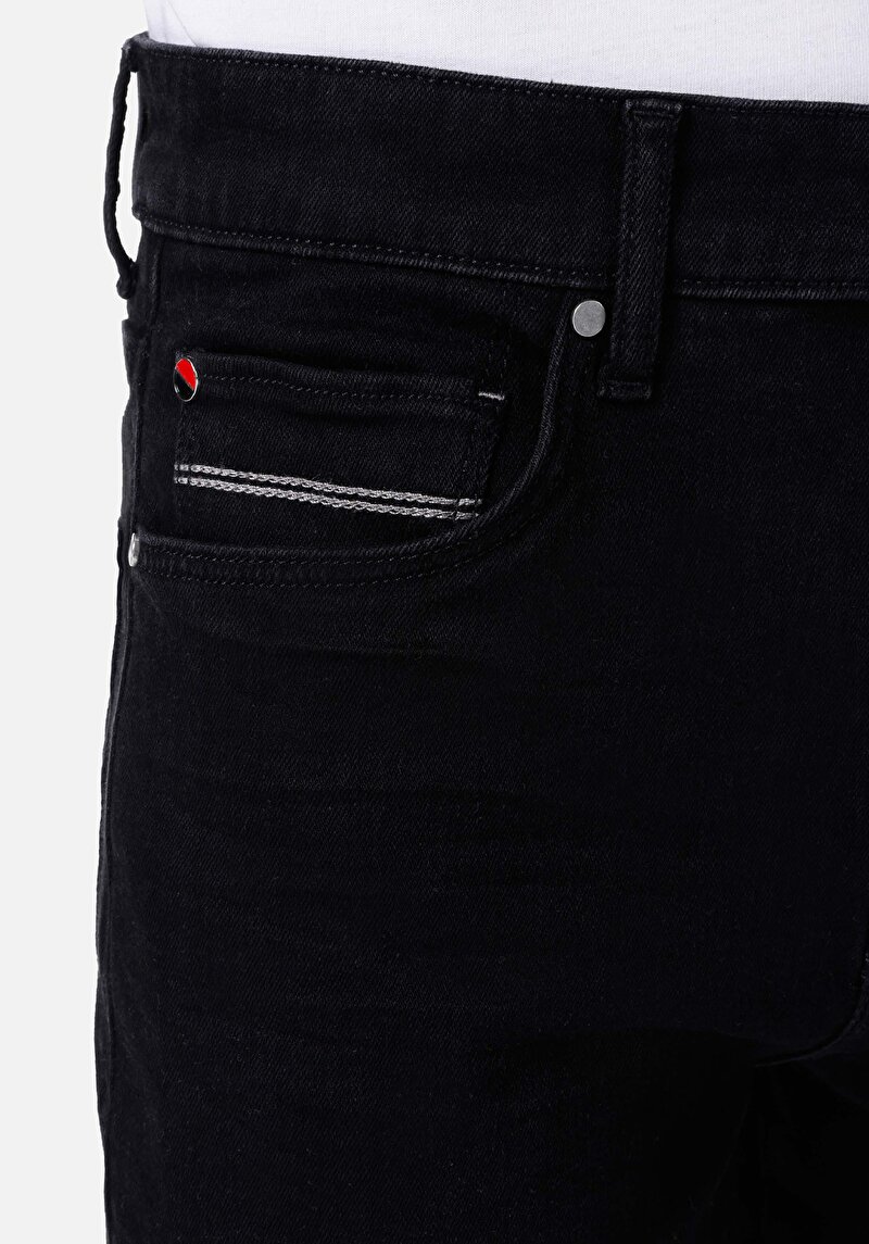 Afișați detalii pentru Skinny Fit Talie Talie Picior Îngust Blugi Negri Pentru Bărbați