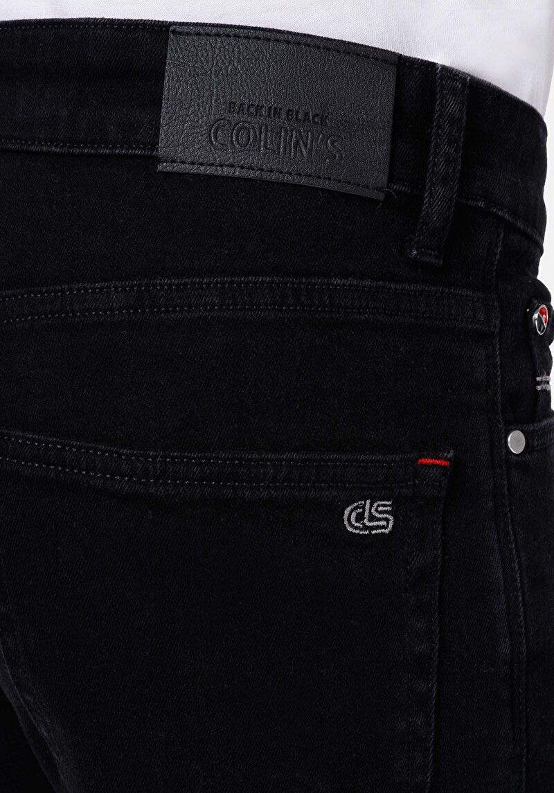 Afișați detalii pentru Skinny Fit Talie Talie Picior Îngust Blugi Negri Pentru Bărbați