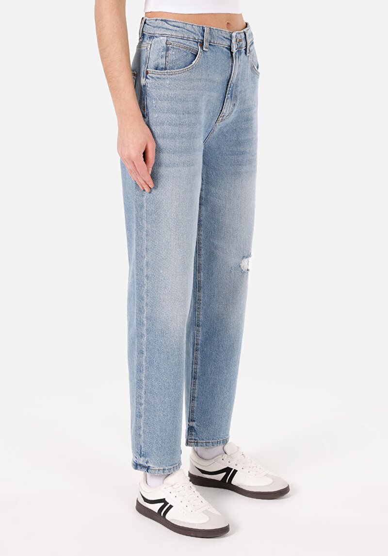 Imagine a Blugi İndigo Pentru Femei Cu Croială Dreaptă