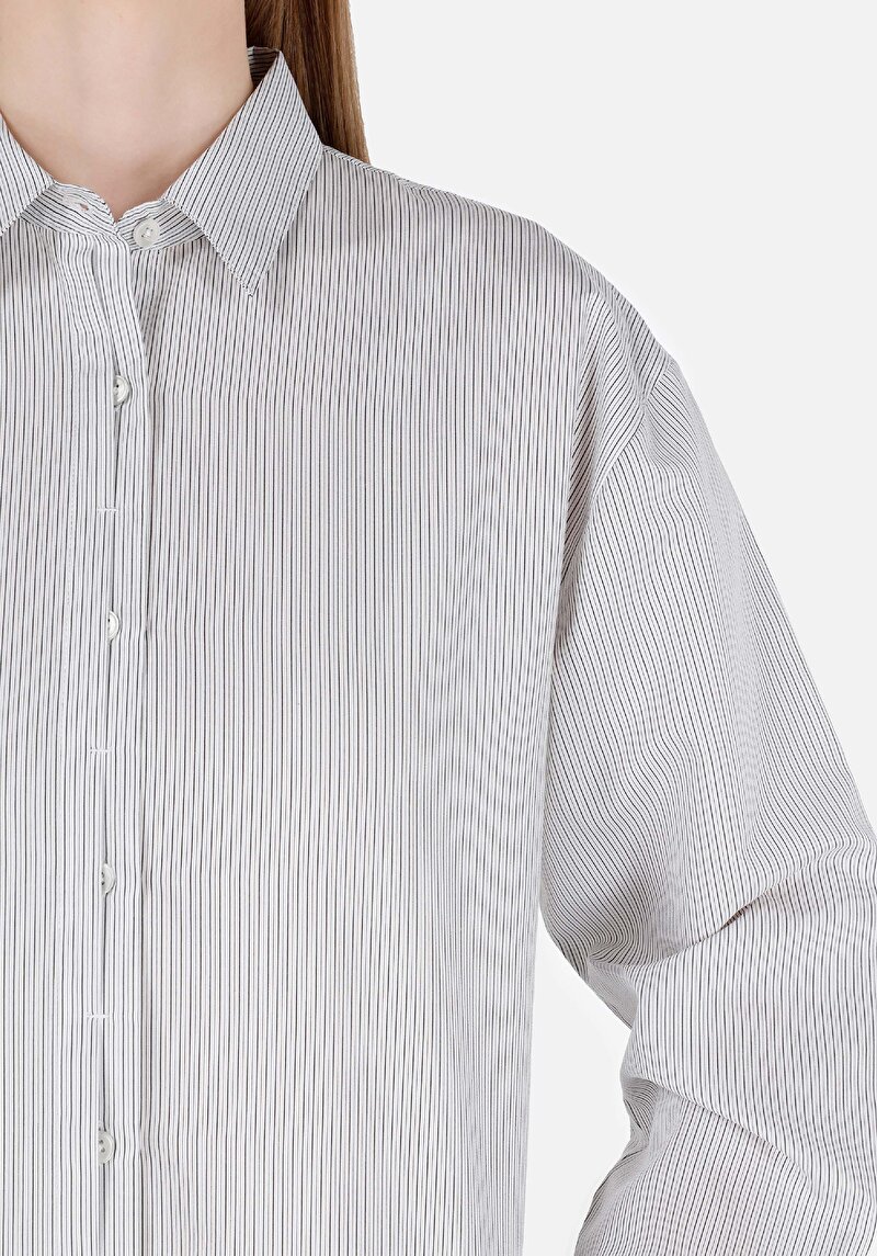 Afișați detalii pentru Regular Fit Cămașă Decolteu Drept Cămașă Albă Cu Mânecă Lungă Pentru Femei