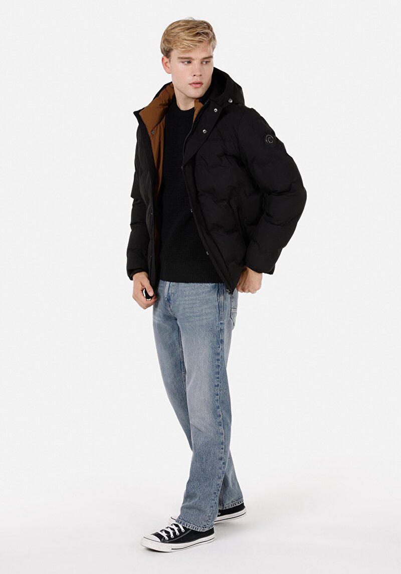 Imagine a Palton Negru Pentru Bărbați Regular Fit