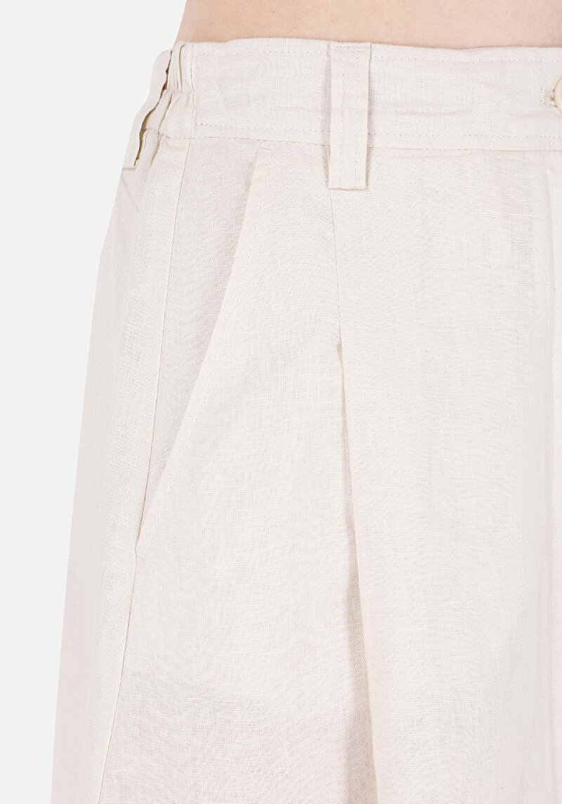 Afișați detalii pentru Fusta Midi Fusta Ecru Pentru Femei Cu Nasturi Drepți