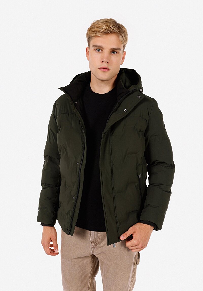 Imagine a Palton Verde Pentru Bărbați Regular Fit