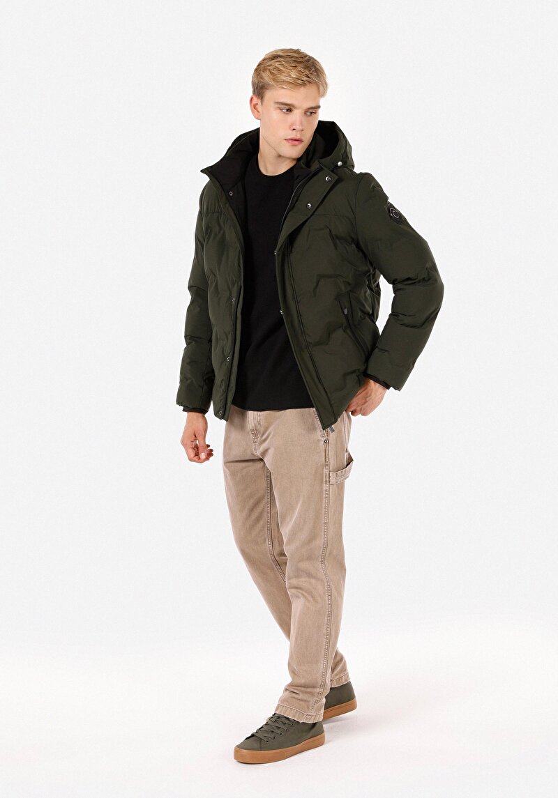 Imagine a Palton Verde Pentru Bărbați Regular Fit