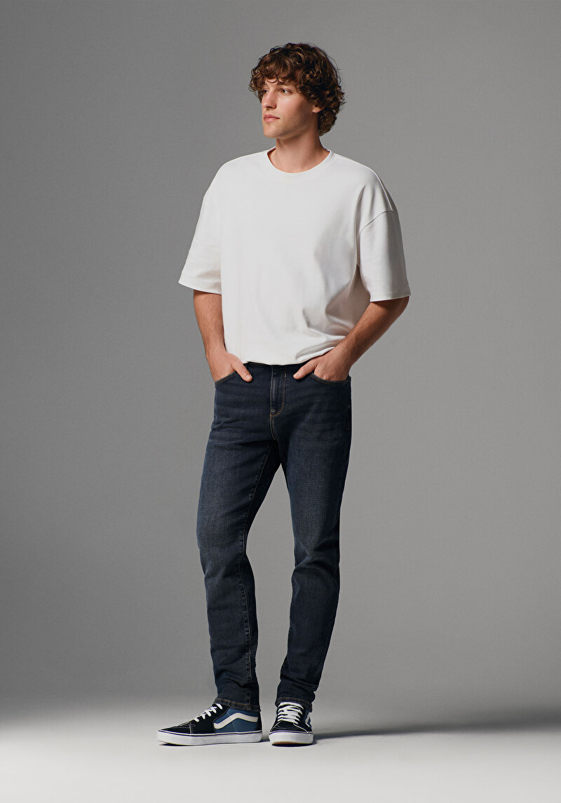 Imagine a Blugi Slim Fit Bleumarin Pentru Bărbați