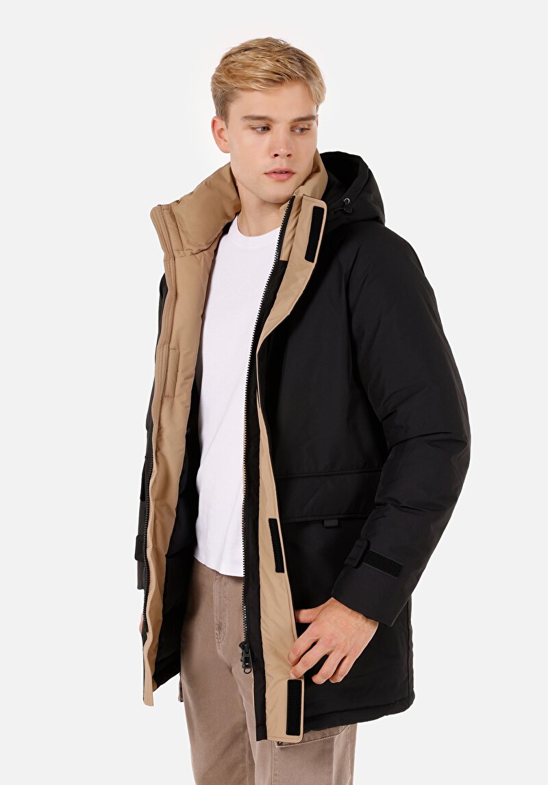 Imagine a Palton Negru Pentru Bărbați Regular Fit