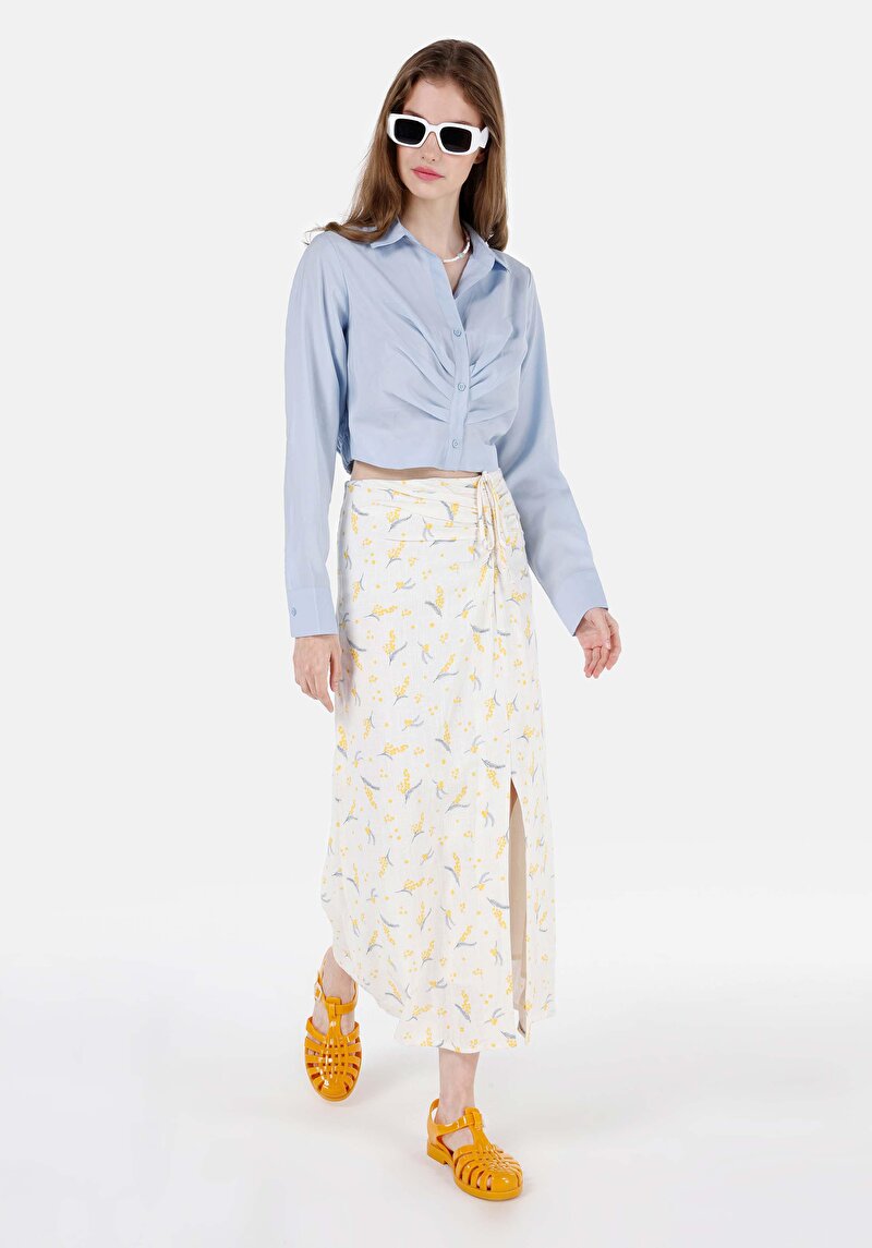 Afișați detalii pentru Fusta Midi Floral Cu Fermoar Fusta Alba Pentru Femei