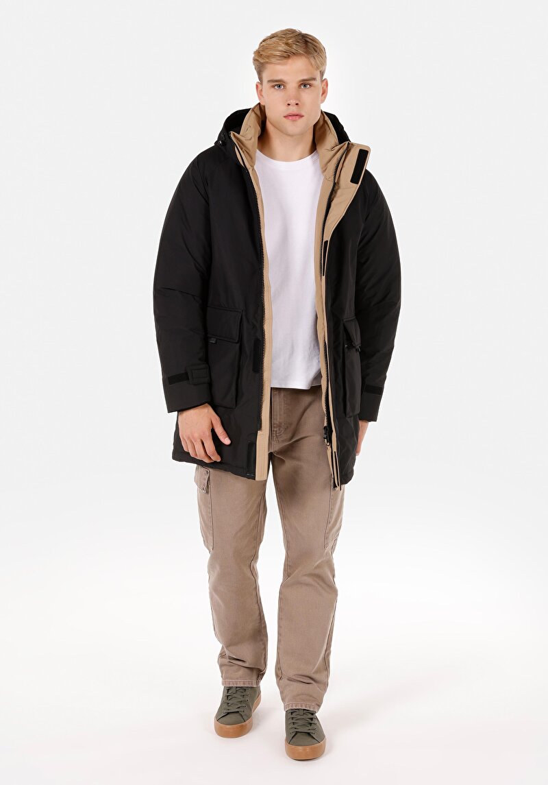 Afișați detalii pentru Palton Negru Pentru Bărbați Regular Fit