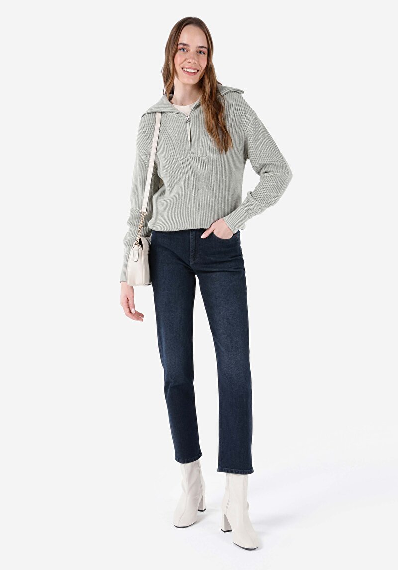 Imagine a Slim Fit Talie Medie Picior Subțire Blugi Din Denim Pentru Femei