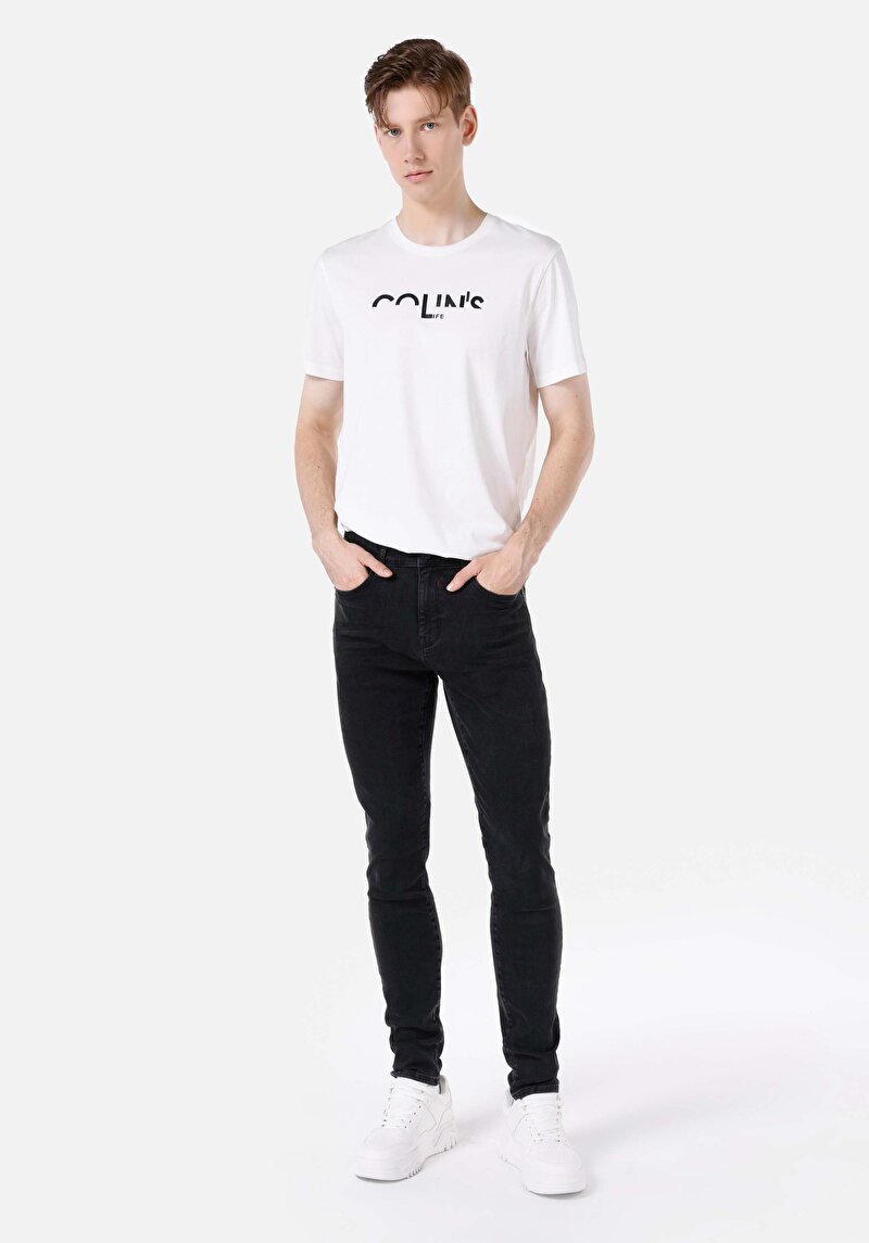 Imagine a Blugi Negri Pentru Bărbați Cu Talie Joasă Și Talie İngustă Slim Fit