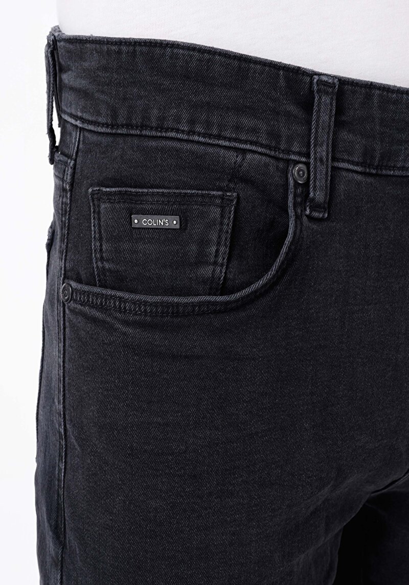 Afișați detalii pentru Blugi Negri Pentru Bărbați Cu Talie Joasă Și Talie İngustă Slim Fit