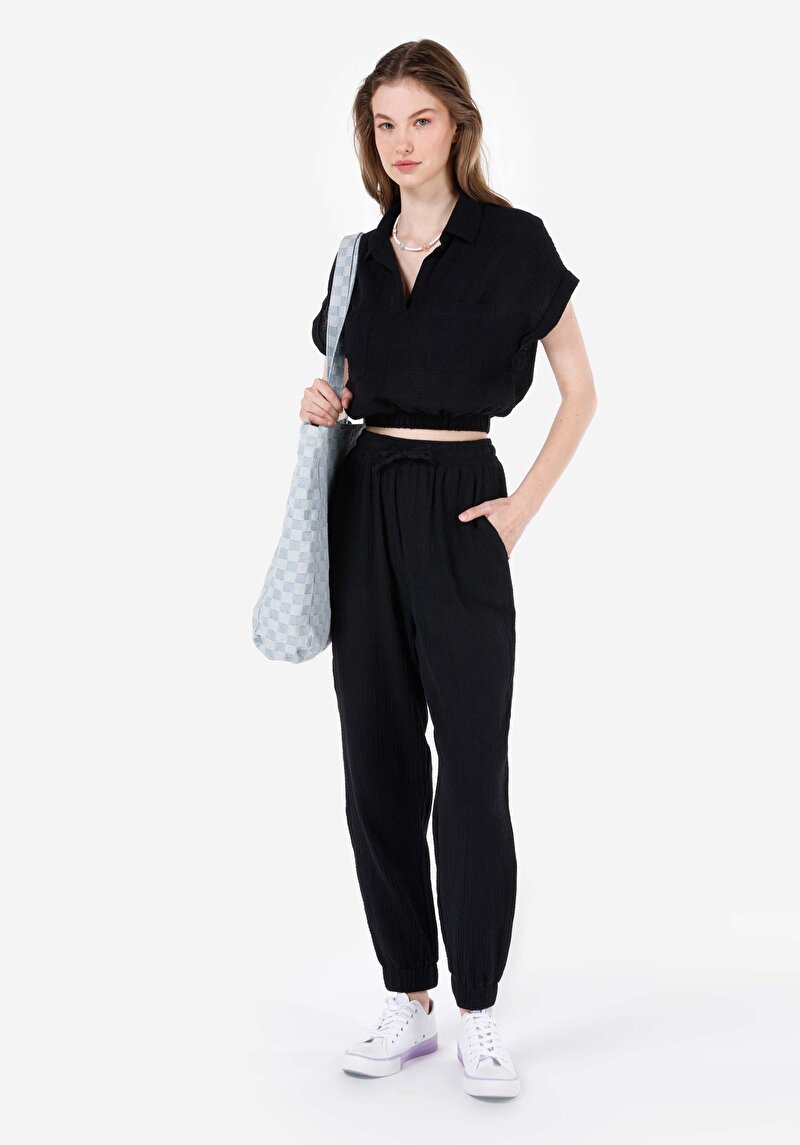 Imagine a Regular Fit Talie Înaltă Picior Drept Pentru Femei Pantaloni Negri