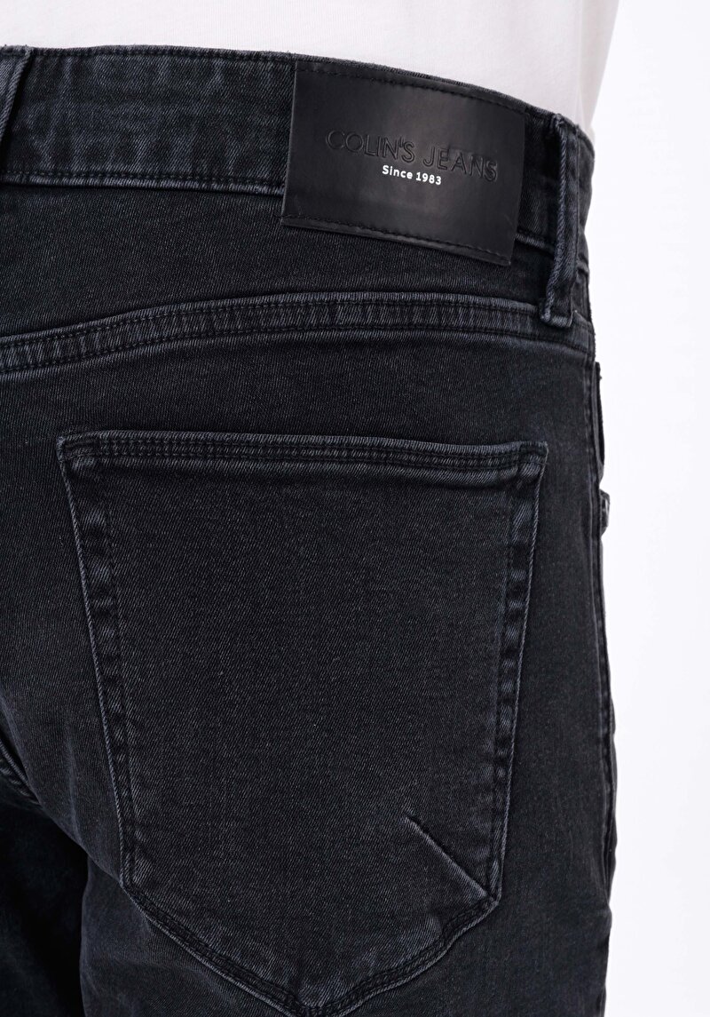 Afișați detalii pentru Blugi Negri Pentru Bărbați Cu Talie Joasă Și Talie İngustă Slim Fit