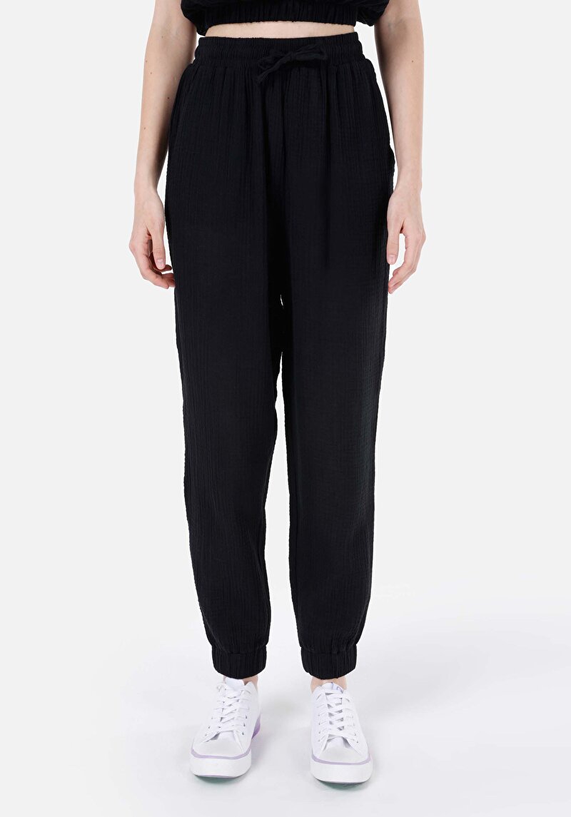 Imagine a Regular Fit Talie Înaltă Picior Drept Pentru Femei Pantaloni Negri