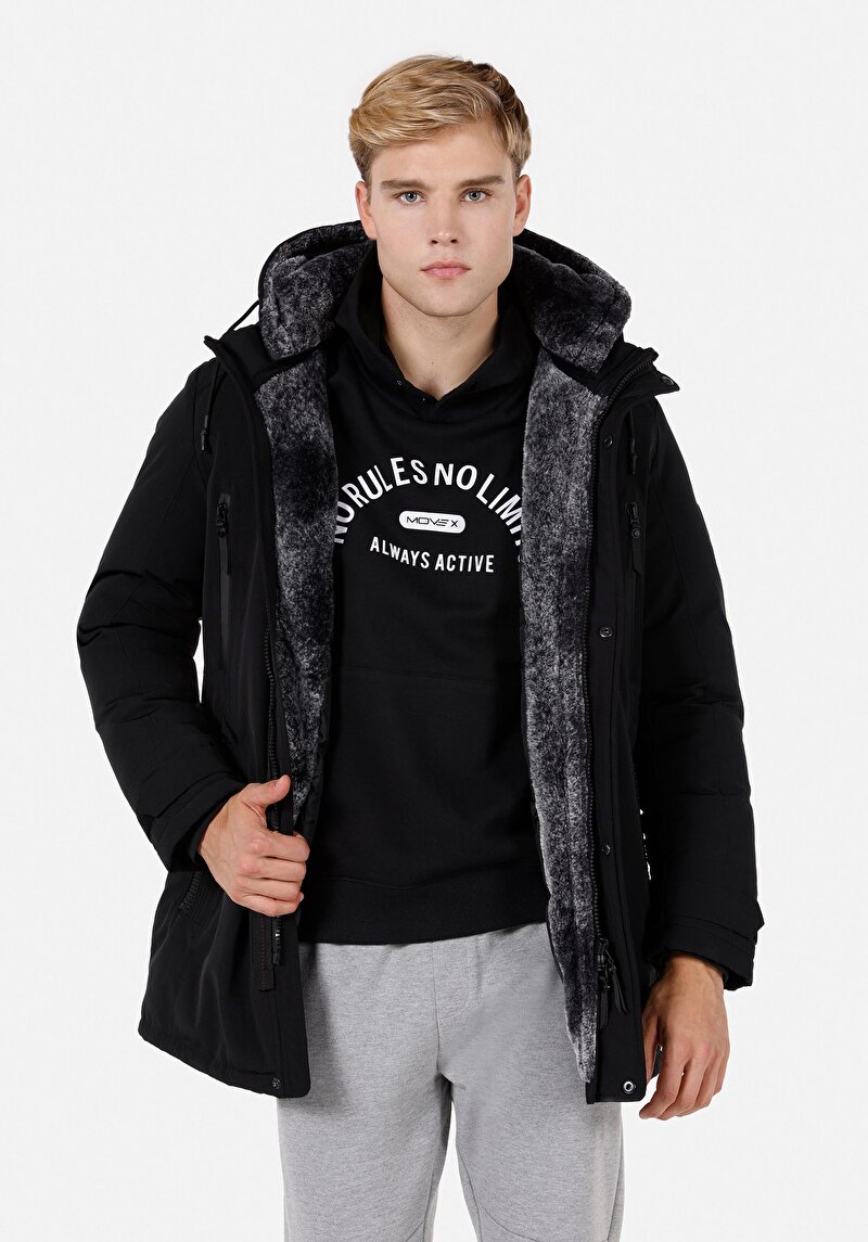 Imagine a Palton De Barbati Negru Regular Fit  Cl1071006