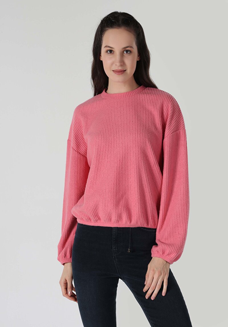 Imagine a Tricou Cu Maneca Lunga De Dama Roz Regular Fit Cl1062864