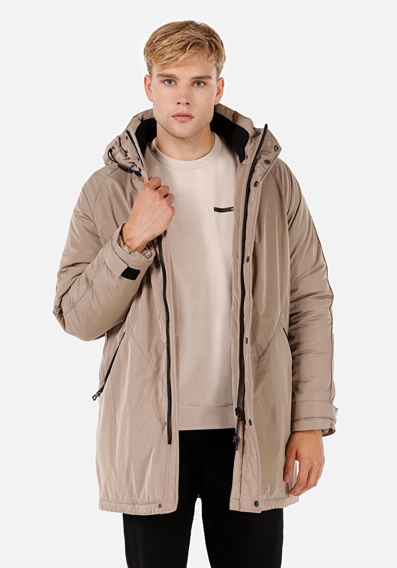 Imagine a Palton Bej Pentru Bărbați Regular Fit