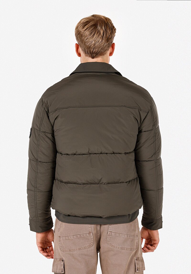 Imagine a Palton Verde Pentru Bărbați Slim Fit