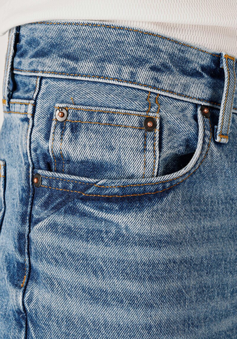 Afișați detalii pentru Regular Tapered Fit Mid Waist Slim Leg Blugi Din Denim Pentru Bărbați