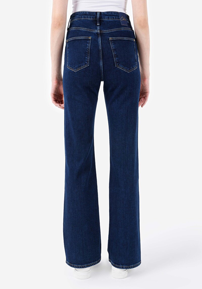 Afișați detalii pentru Regular Fit Mid Waist Bootcut Blugi İndigo Pentru Femei