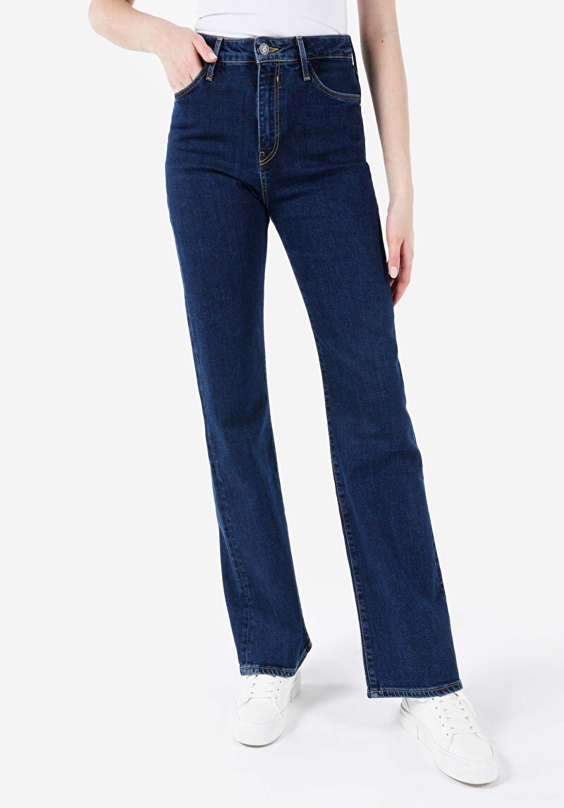 Afișați detalii pentru Regular Fit Mid Waist Bootcut Blugi İndigo Pentru Femei