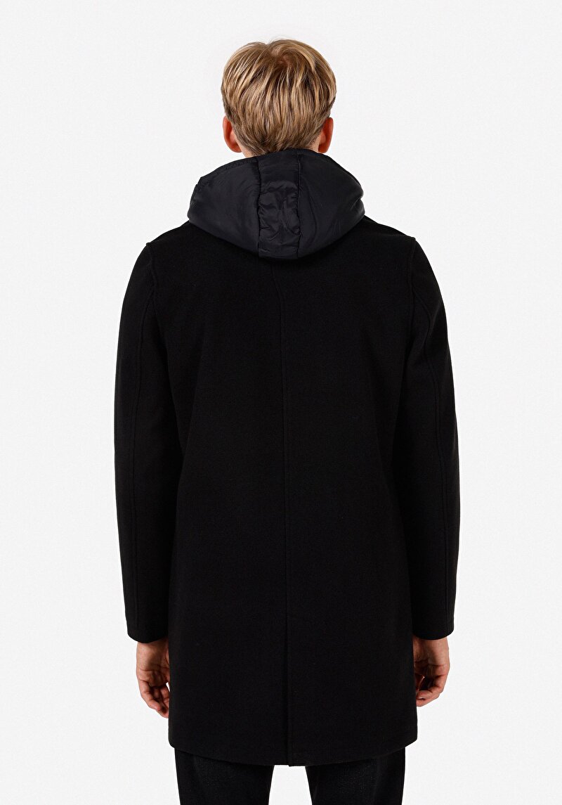Imagine a Palton Negru Pentru Bărbați Regular Fit