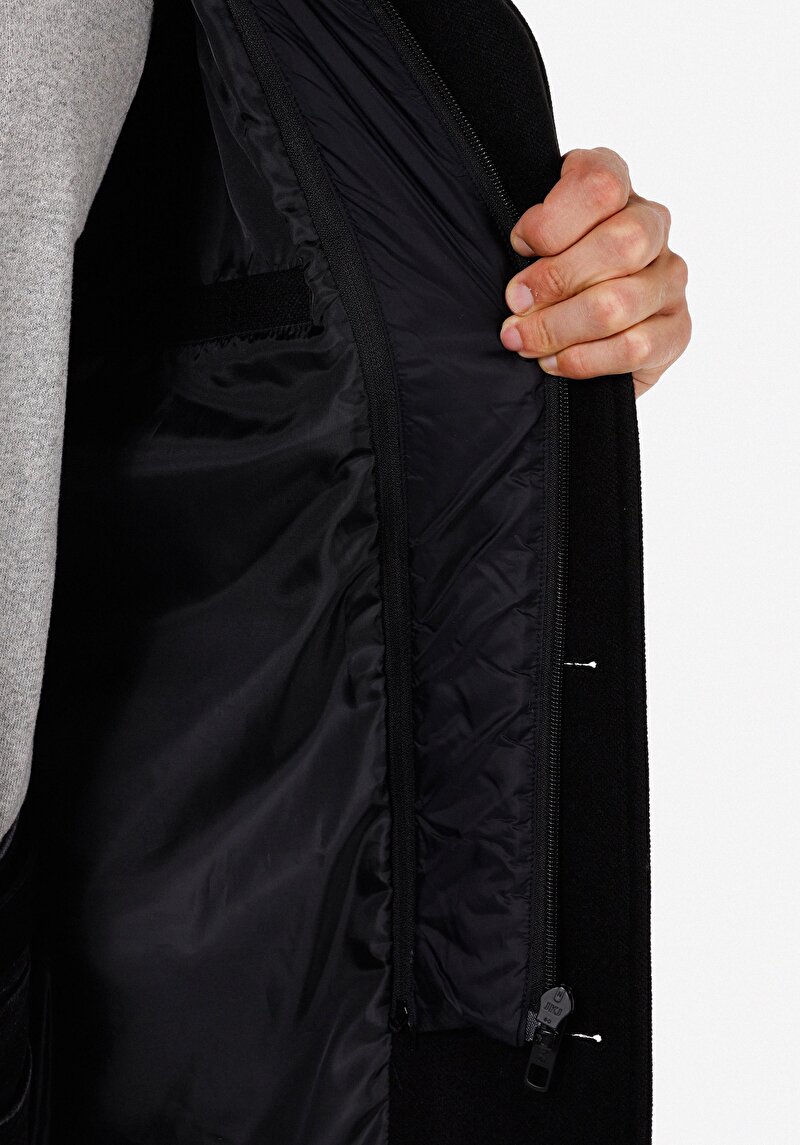 Afișați detalii pentru Palton Negru Pentru Bărbați Regular Fit