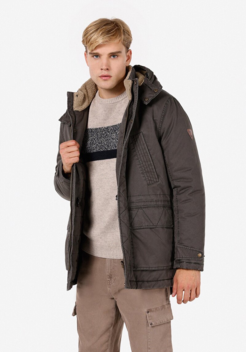 Imagine a Palton Verde Pentru Bărbați Regular Fit