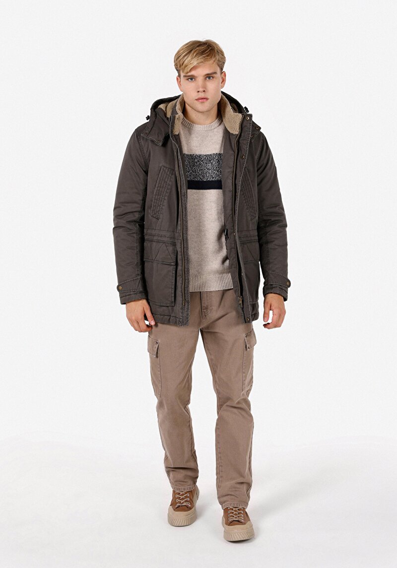 Imagine a Palton Verde Pentru Bărbați Regular Fit