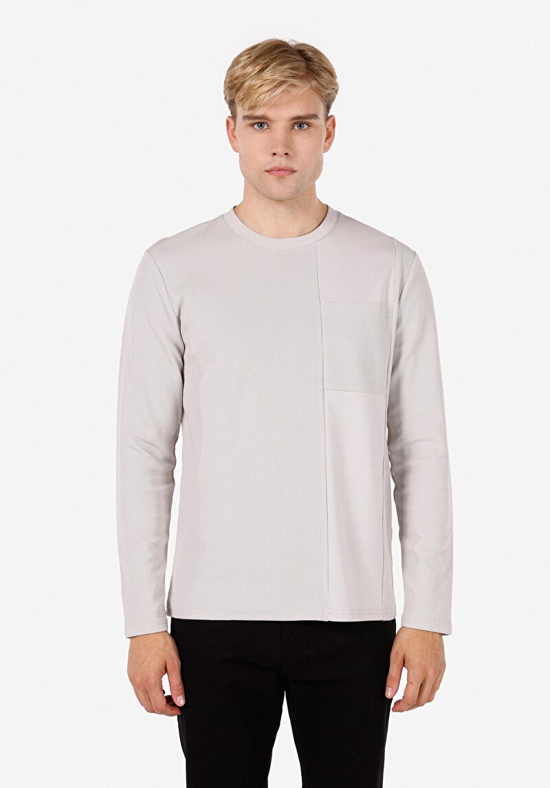 Imagine a Tricou Cu Maneca Lunga De Barbati Alb Regular Fit  Cl1071028