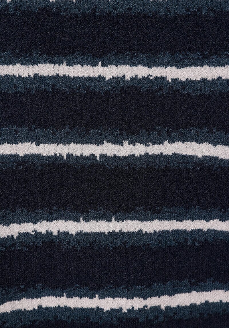 Afișați detalii pentru Pulover Regular Fit Round Neck Striped Bleumarin Pentru Bărbați