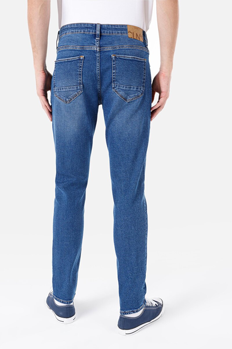 Afișați detalii pentru Pantaloni De Barbati Albastru Slim Fit 041 Danny Cl1069019