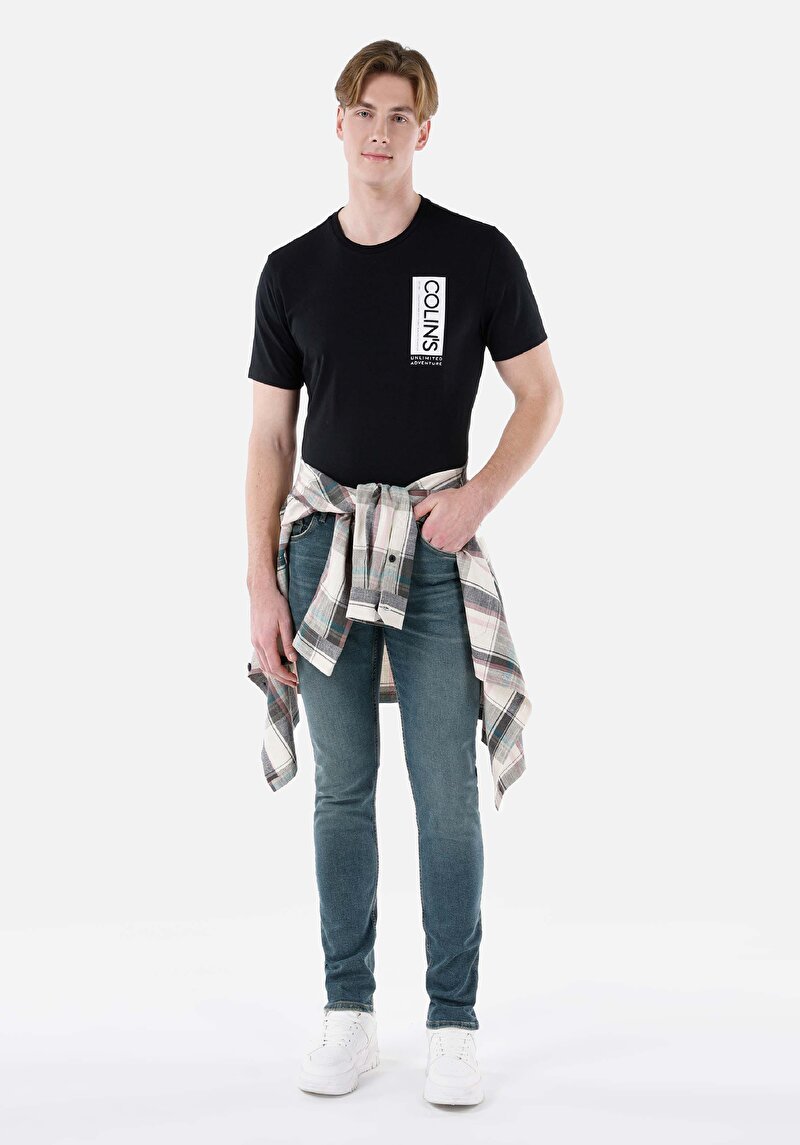 Imagine a Blugi Negri Bărbați Cu Potrivire Dreaptă