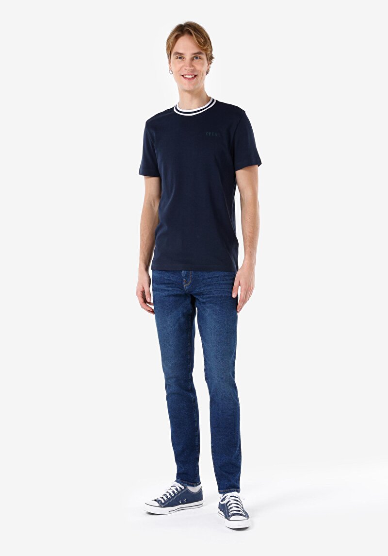 Imagine a Pantaloni De Barbati Albastru Slim Fit 041 Danny Cl1069021