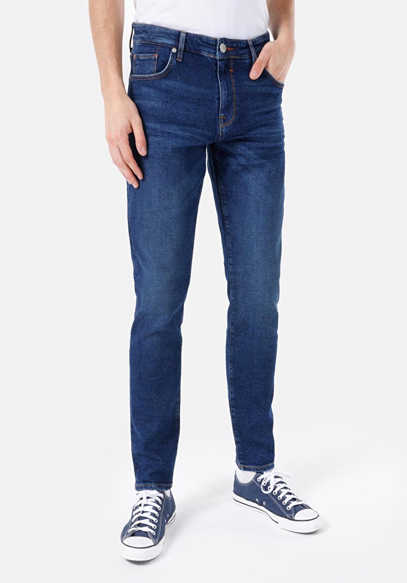 Afișați detalii pentru Pantaloni De Barbati Albastru Slim Fit 041 Danny Cl1069021