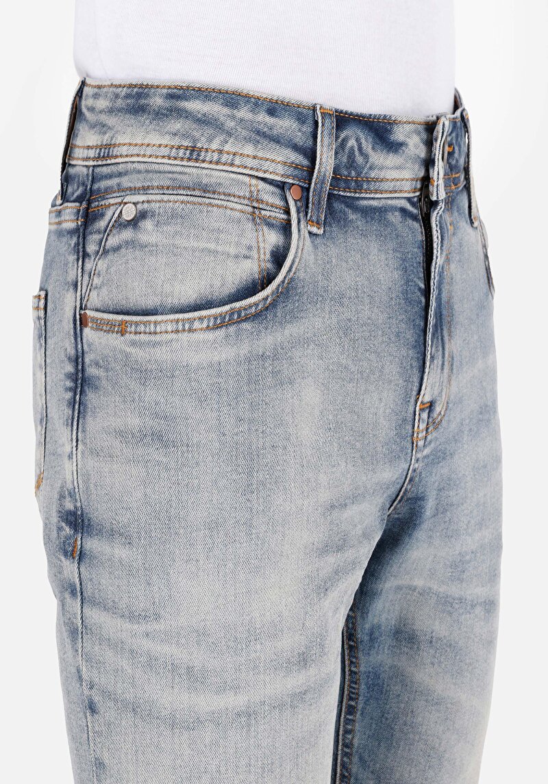 Afișați detalii pentru Blugi İndigo Pentru Bărbați Cu Potrivire Dreaptă